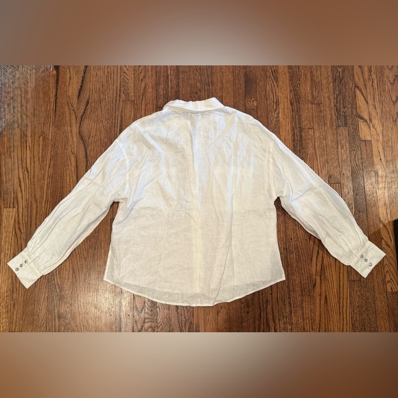 CAMI NYC Belkis Embellished Button Linen White Button-Up Shirt Size Small - Picture 8 of 8